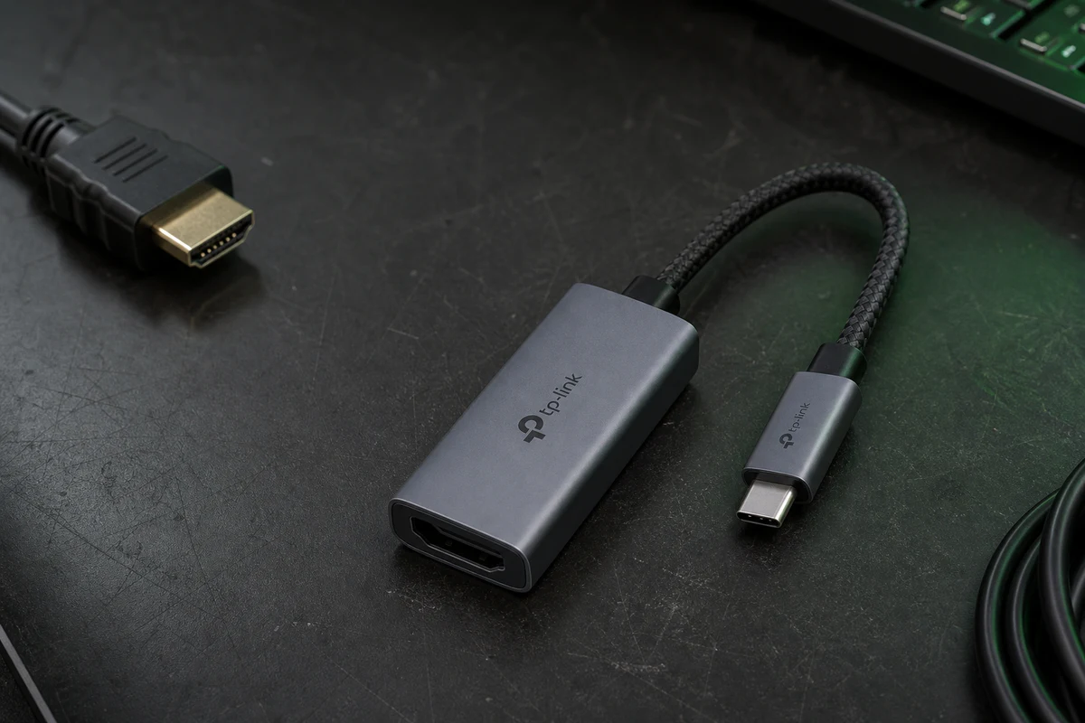 TP-Link UA520C USB-C a HDMI en un puesto de trabajo audiovisual